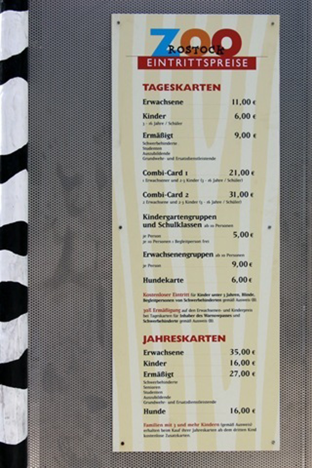 Eintrittspreise Zoo Rostock