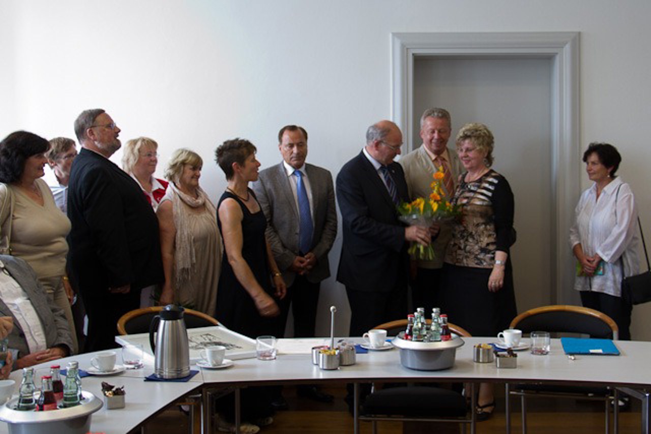 Schlange der Gratulanten