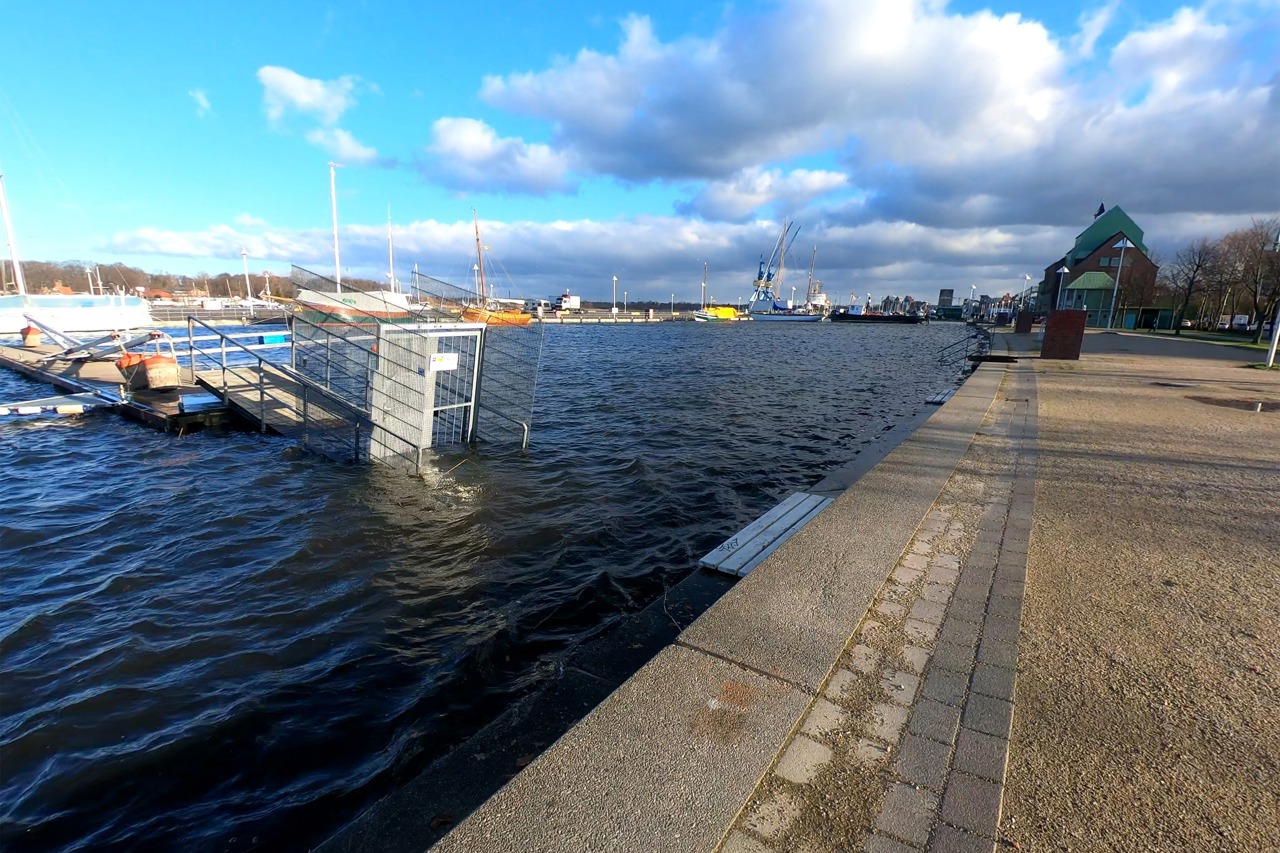 Hochwasser im Stadthafen Rostock am 2. Januar 2019 (Foto: Archiv)