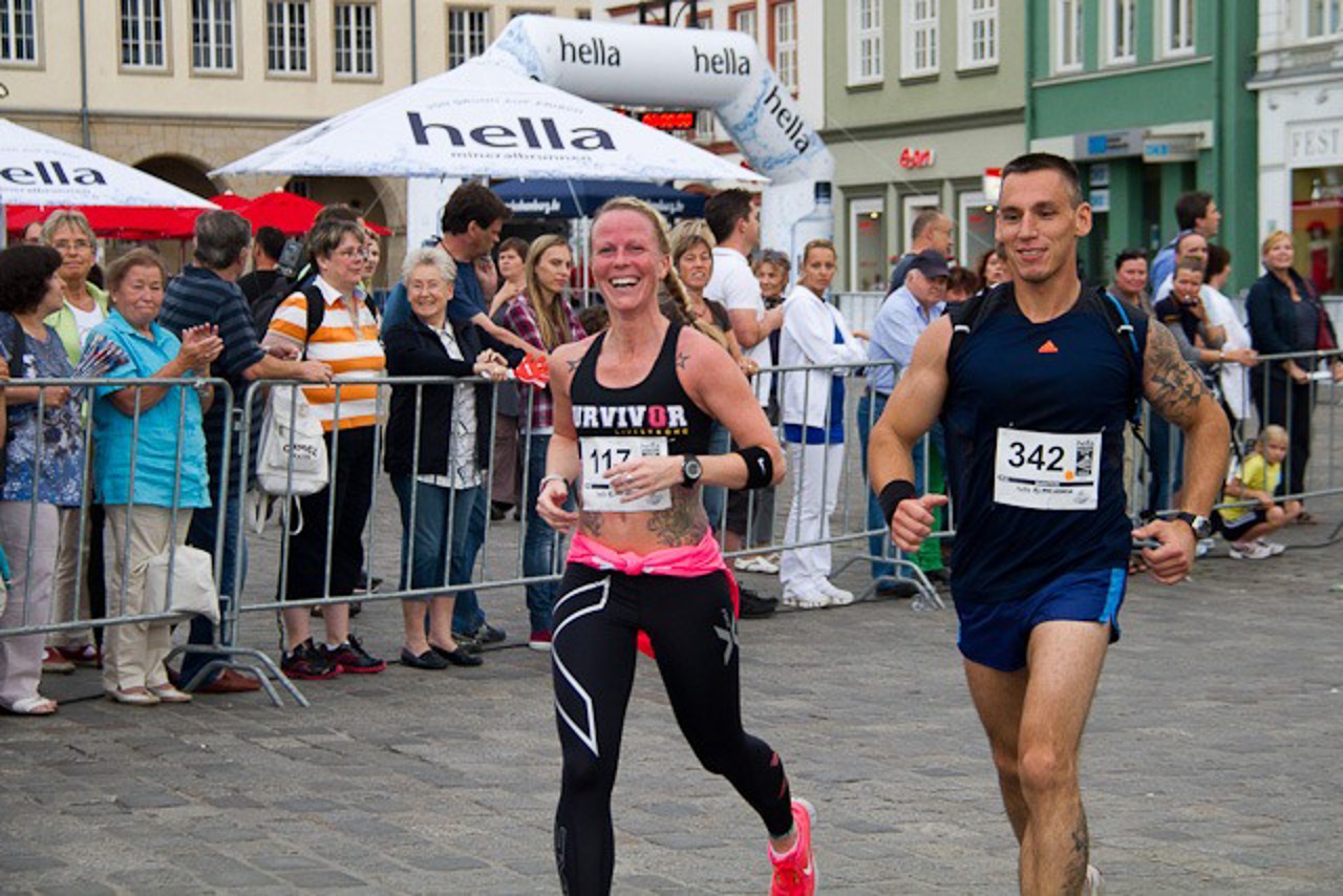Marathonläufer auf dem Neuen Markt