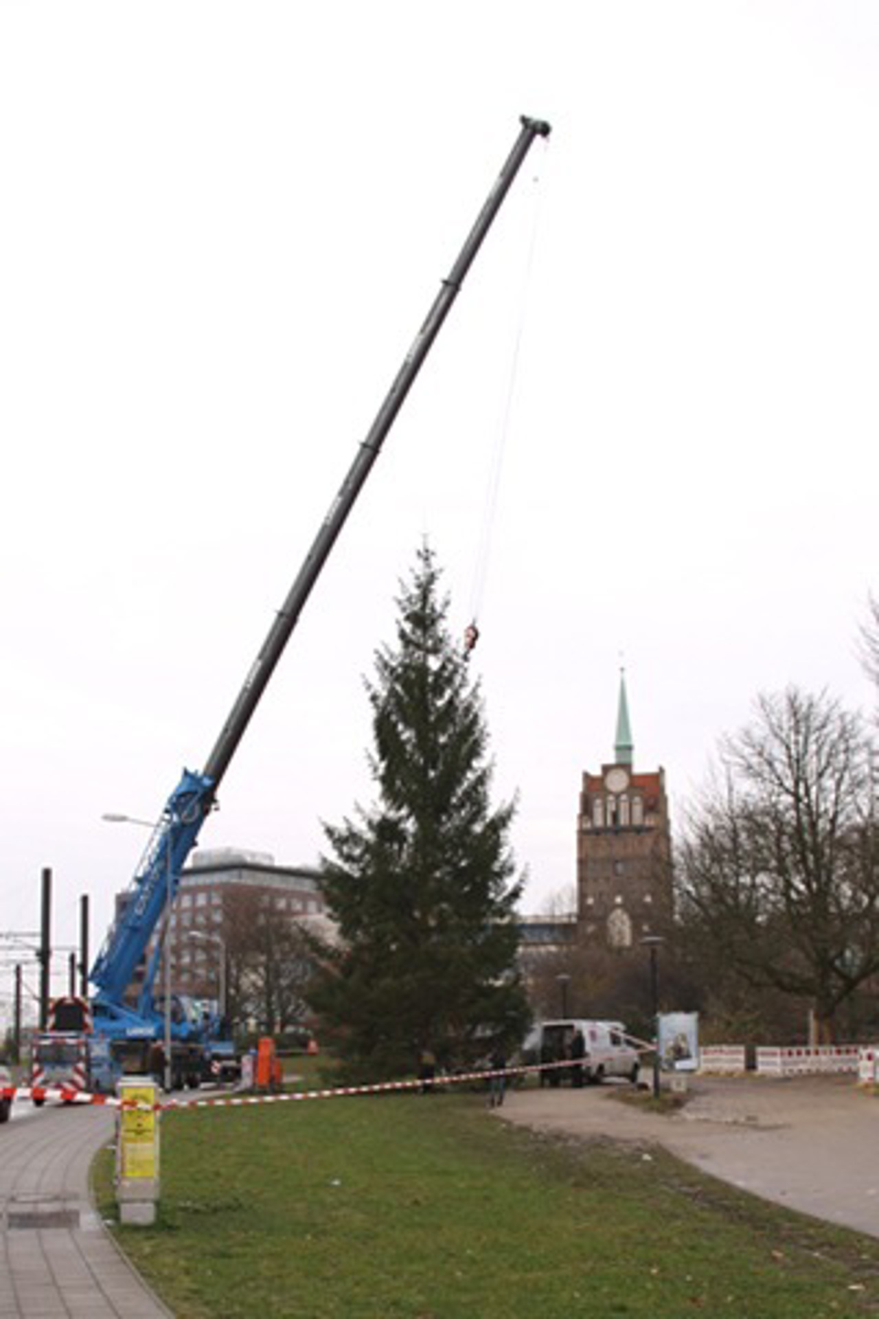 Der Weihnachtsbaum vorm KTC zum Rostocker Weihnachtsmarkt 2009