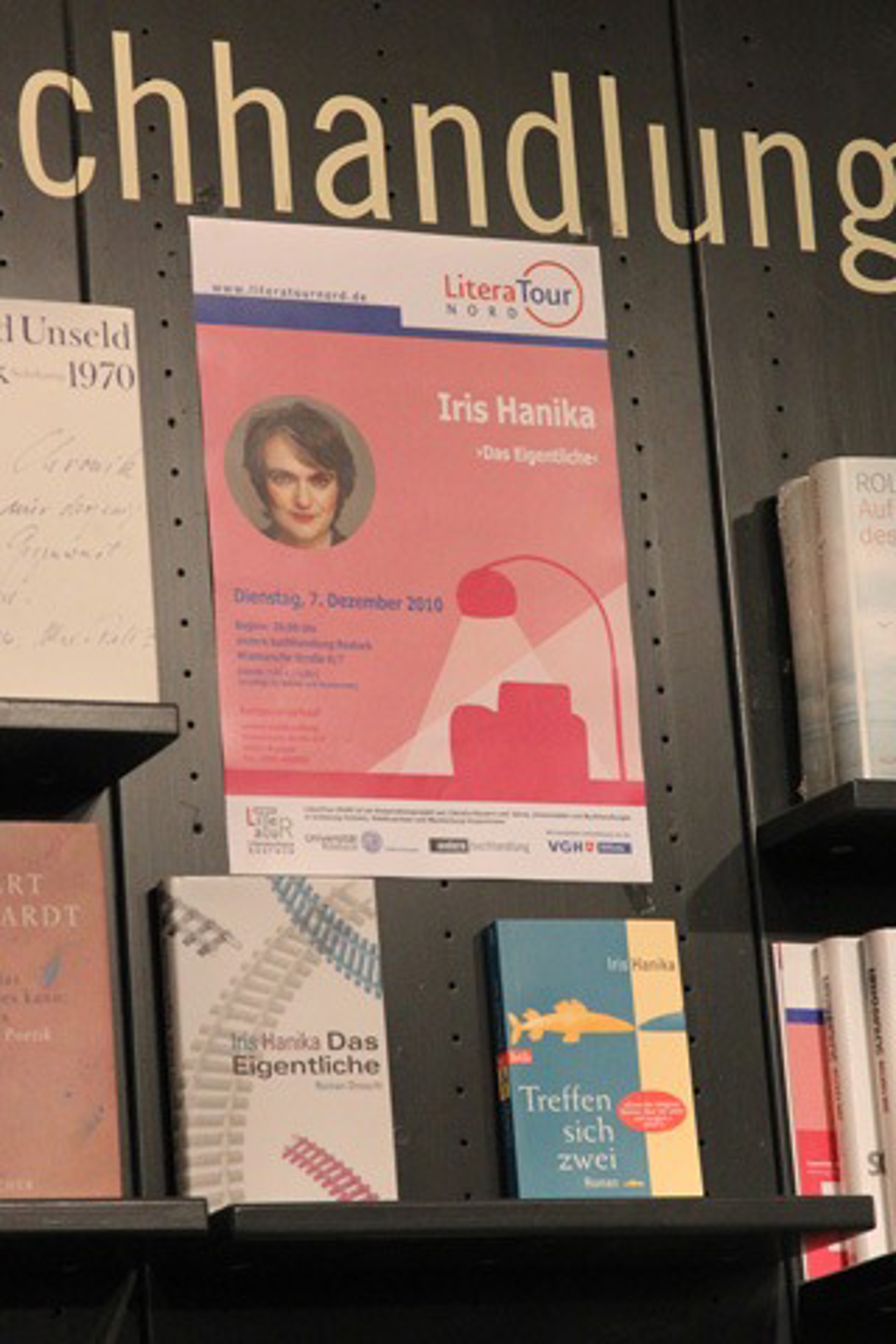 Plakat der Leseung von Iris Hanika im Rahmen der LiteraTour Nord