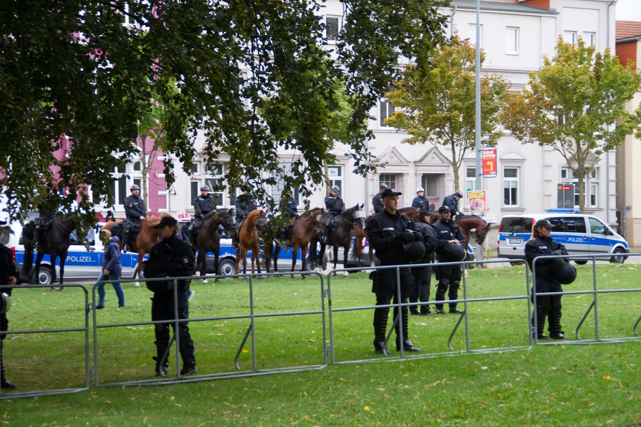 Polizeikräfte im Einsatz in Rostock