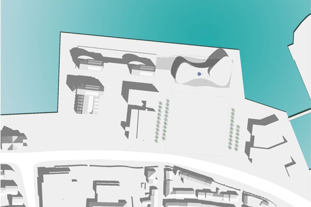 Lageplan des AIDA-Bürohauses auf der Silohalbinsel in Rostock