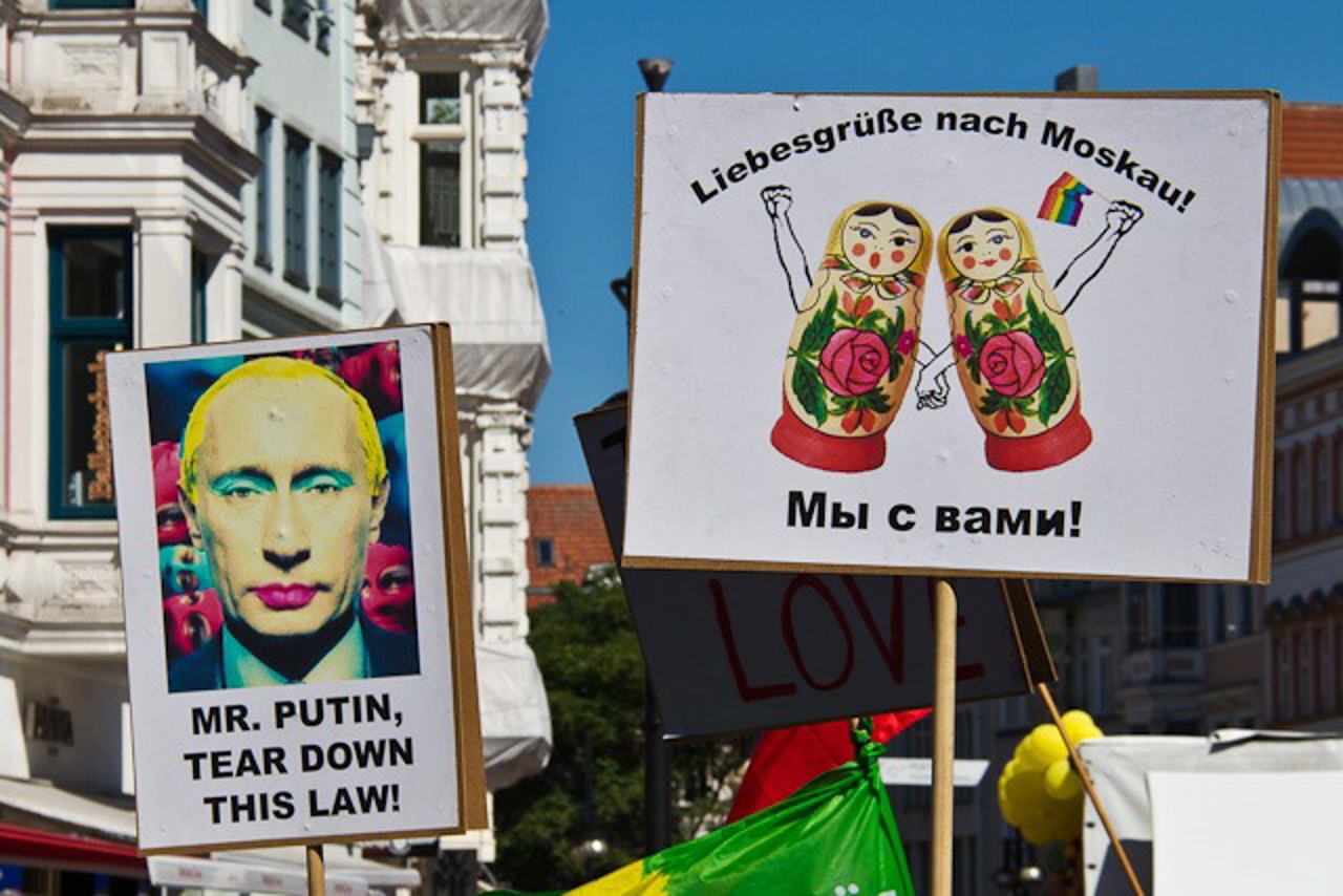 Protest gegen das russische Gesetz zum Verbot homosexueller Propaganda