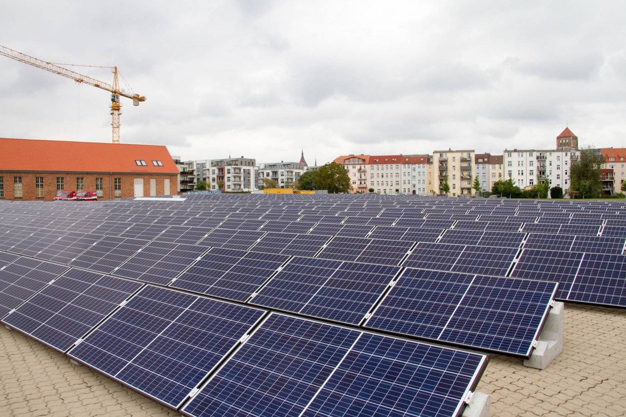 Die Photovoltaikanlage der Stadtwerke auf dem ehemaligen Gaswerk-Gelände