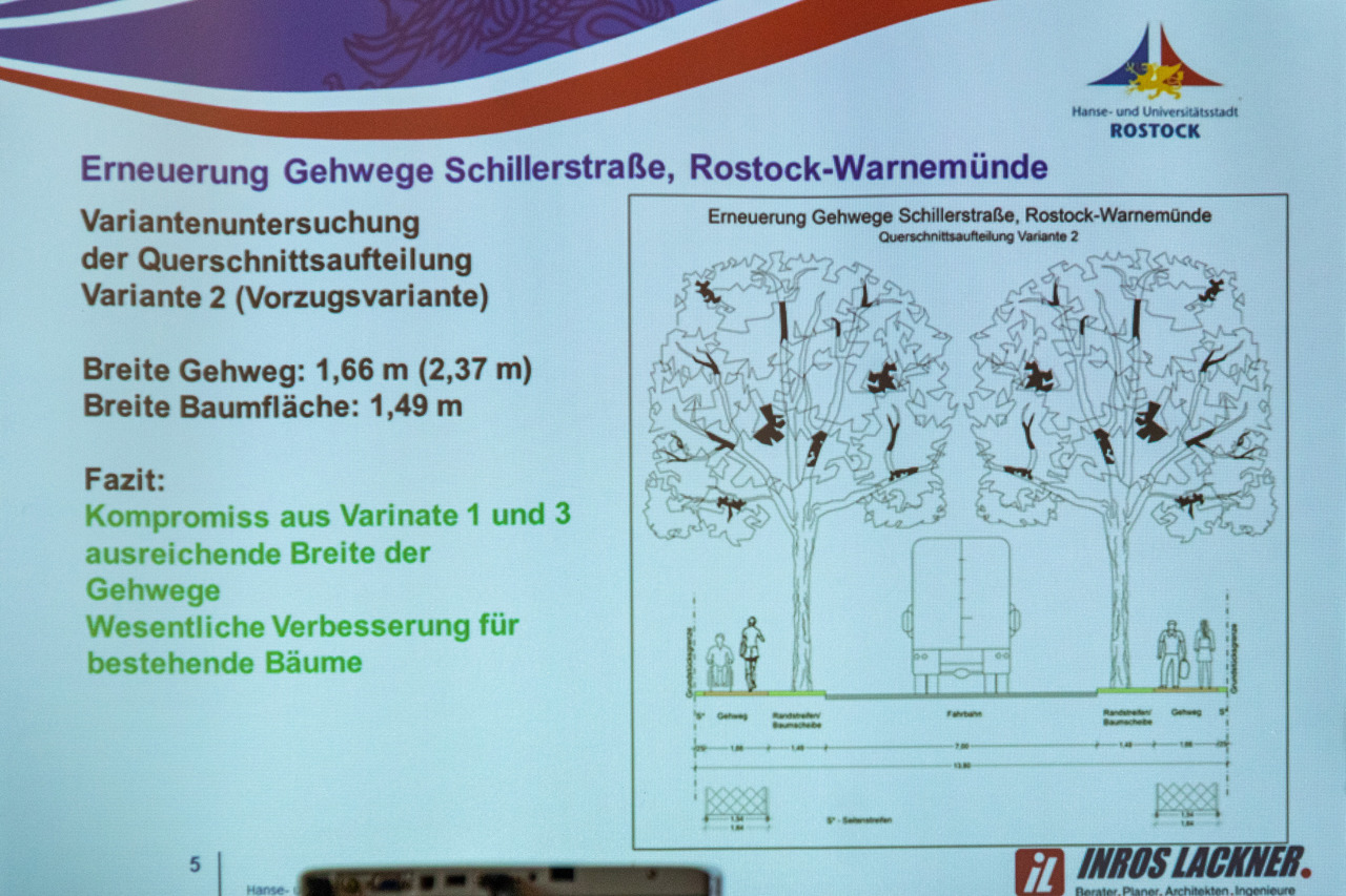 Erneuerung der Gehwege in der Schillerstraße in Rostock-Warnemünde (Entwurf: Inros Lackner)