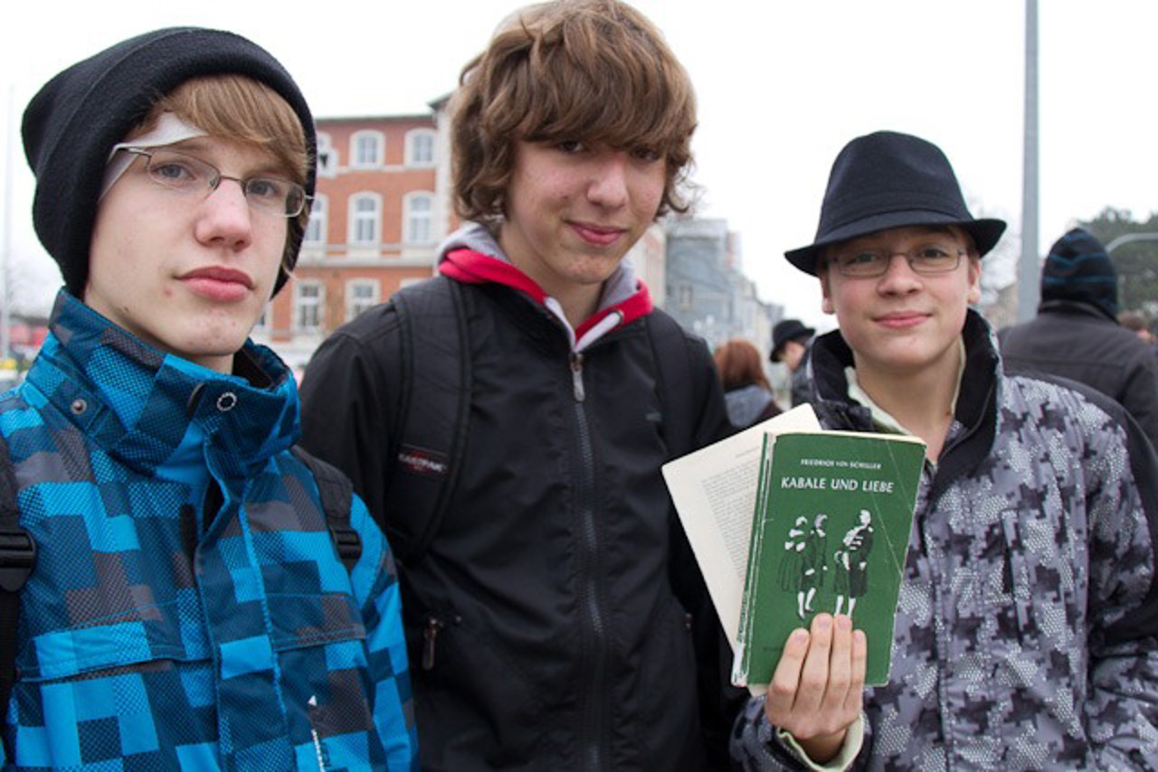 Schüler vom Gymnasium Reutershagen beim Bildungsstreik 2011 in Rostock