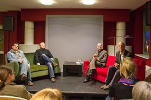 Dramaturgisches Quartett: Ronny Jakubaschk, Kristof Magnusson, Prof. Lutz Hagestedt und Marc Steinbach