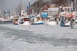 Schnee am Alten Strom von Warnemünde