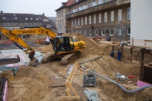 Baustelle des Universitätsklinikums Rostock in der Schillingallee