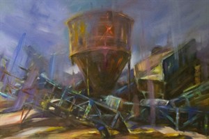 Eine Industriebrache gemalt von Horst Wagner