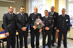 Der Vorstand des Stadtfeuerwehrverbandes Rostock: Maik Blanck, Paul Kleinschmidt, Stadtwehrführer Steffen Grafe, Uwe Eberhardt, 2. Stadtwehrführer Lutz Kalkschies-Diezel, Olaf Bielicke