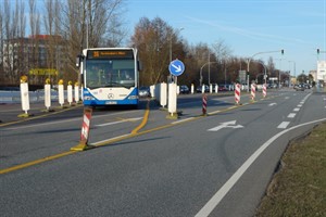 Baustelle auf der Stadtautbahn am Ortseingang von Warnemünde