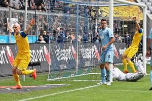 Hansa Rostock - 1860 München: Jubel nach dem Führungstreffer