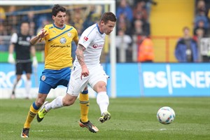 Timo Perthel (Hansa Rostock) sorgte in der 13. Minute für den Ausgleich gegen Braunschweig