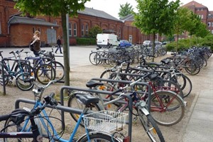 Fahrradaktionstag an der Uni Rostock: Auf dem Campus Ulmenstraße, wie überall an der Universität Rostock, prägen Fahrräder das öffentliche Bild