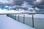 Schneezäune am Strand von Warnemünde