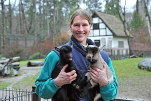 13 zuckersüße Zicklein sind die ersten Tierkinder 2013. Im Rostocker Zoo findet  man die munteren Minis im Streichelgehege. Ein Glückserlebnis auch für Zoo-Tierpflegerin Manuela Weggen