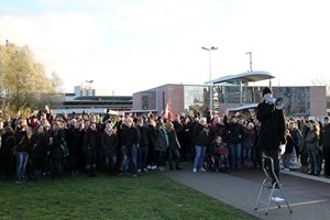 Studentenprotest in Schwerin: die Hälfte der Studenten war aus Rostock angereist.