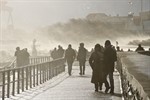 Der Sandsturm schränkte die Sicht stark ein.