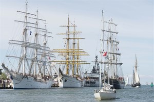 Hanse Sail: Großsegler am Passagierkai in Rostock-Warnemünde, Foto: Hanse Sail Rostock