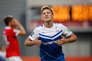 Christian Bickel bringt Hansa Rostock gegen Mainz 05 mit 1:0 in Führung