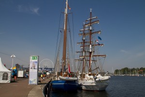 Stadthafen in Rostock wenige Tage vor der Hanse Sail 2015