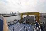 Blick auf die Rampe am Liegeplatz 54 im Seehafen Rostock