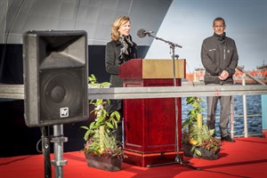 Sally Borrows, Taufpatin der neuen Scandlines-Fähre „Copenhagen“ (Foto: Claus Lillevang)