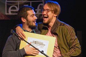 Camou, Gustav Immelmann und Hauke Segert (rechts), gewinnen das 24. Landesrockfestival MV 2016 (Foto: Julius Holtz)