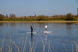 Auch wenn einige den Stadthafen als Betonwüste und das Gehlsdorfer Ufer als verwahrlost empfinden, sind hier viele Freizeisportler und Berufspendler auf dem Rad und auf dem Wasser anzutreffen.